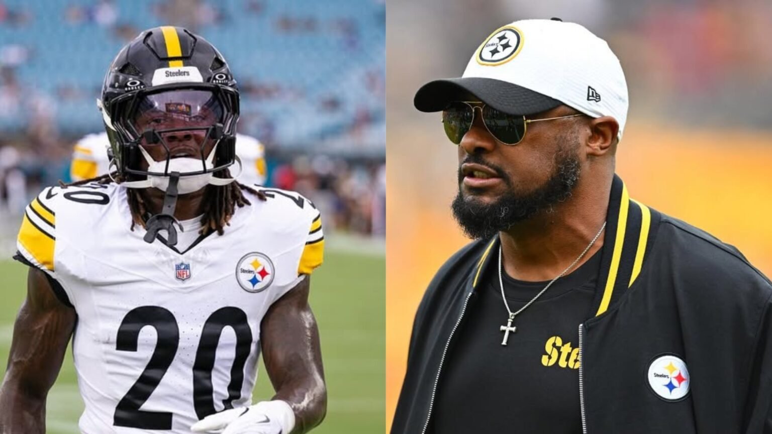 Mike Tomlin and Kaleb Johnson