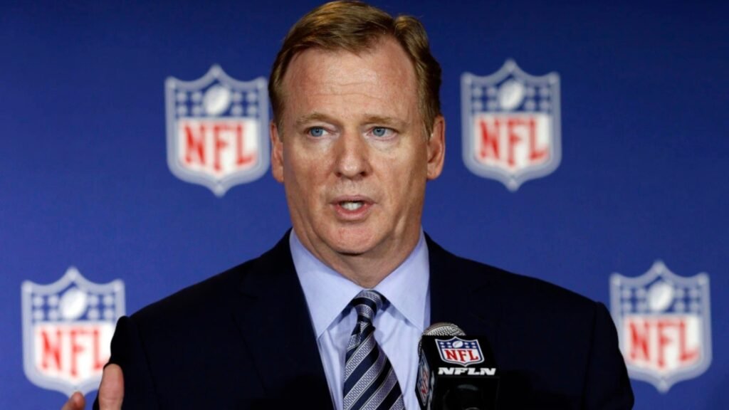NFL commissioner Roger Goodell answers reporter's questions following a vote that awarded the Super Bowl to Atlanta (2019), Miami (2020) and Los Angeles (2021) at the NFL owner's meeting in Charlotte N.C.