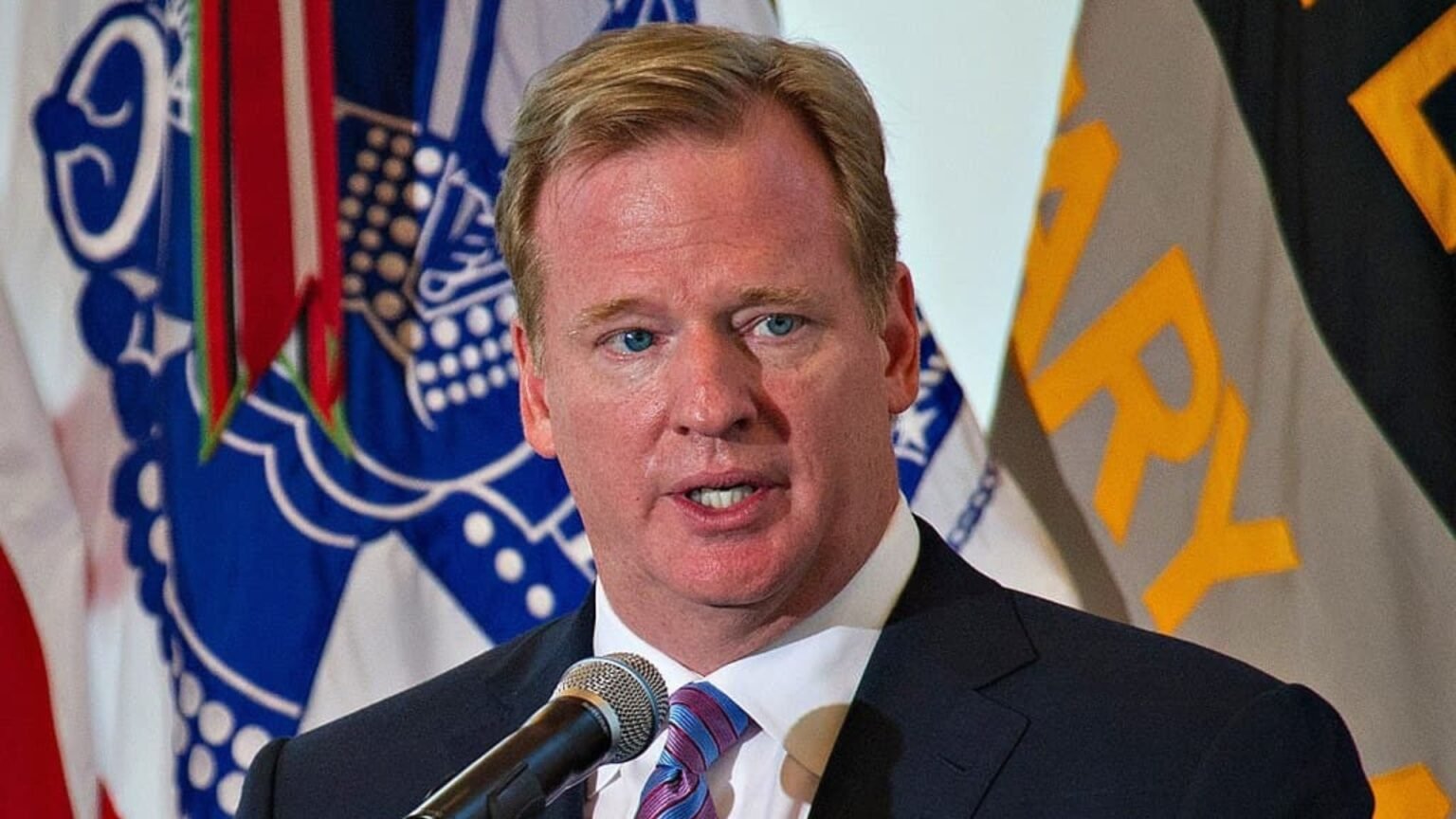National Football League (NFL) Commissioner Roger Goodell delivers remarks during an event at the U.S. Military Academy at West Point, N.Y.