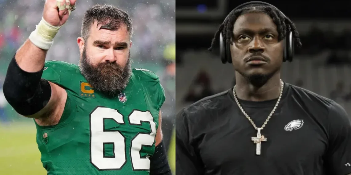 Jason Kelce and AJ Brown