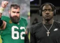 Jason Kelce and AJ Brown