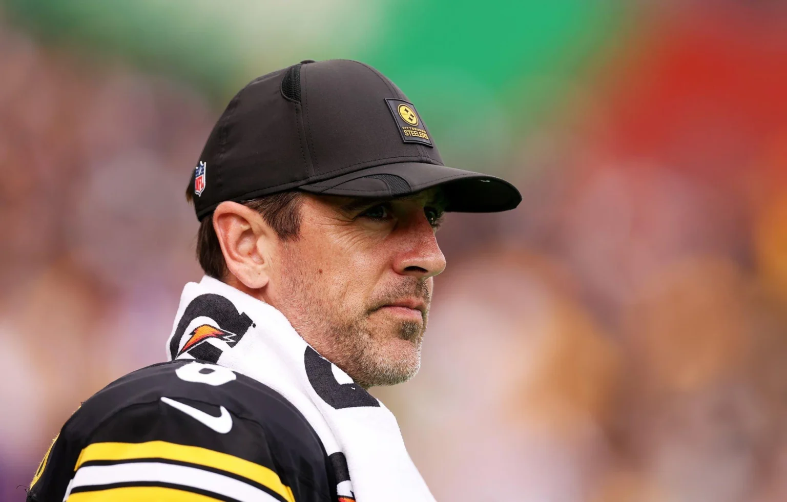 Chris Canty Accuses Aaron Rodgers of Dragging the Steelers Into Another “Circus” #8 Aaron Rodgers of Pittsburgh Steelers looks on as he walks out for the third quarter during the NFL 2025 game between Minnesota Vikings and Pittsburgh Steelers at Croke Park on September 28, 2025 in Dublin, Ireland.(Photo by Jack Thomas/Getty Images)