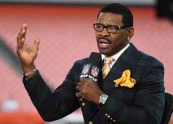Hall of Fame wide receiver and NFL Network analyst Michael Irvin prior to a game between the New York Jets and Cleveland Browns at FirstEnergy Stadium in Cleveland, Ohio. Cleveland won 21-17. (Photo by Nick Cammett/Diamond Images/Getty Images)
