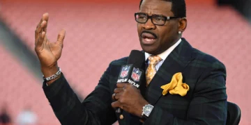 Hall of Fame wide receiver and NFL Network analyst Michael Irvin prior to a game between the New York Jets and Cleveland Browns at FirstEnergy Stadium in Cleveland, Ohio. Cleveland won 21-17. (Photo by Nick Cammett/Diamond Images/Getty Images)