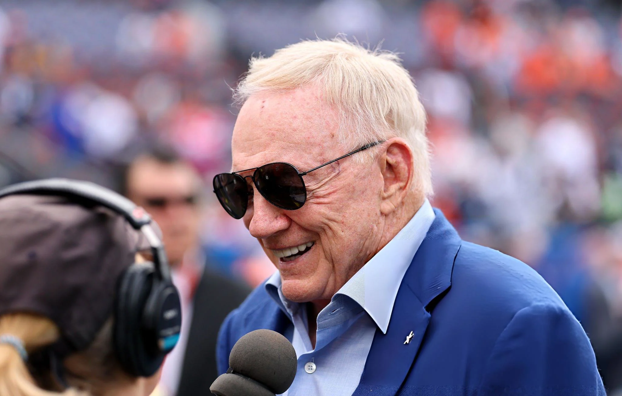 Dallas Cowboys owner Jerry Jones looks on a game against the Denver Broncos at Empower Field At Mile High in Denver, Colorado.