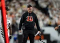 Bengals Head coach Zac Taylor of the Cincinnati Bengals reacts during an NFL football game against the Pittsburgh Steelers at Paycor Stadium in Cincinnati, Ohio. (Photo by Michael Owens/Getty Images)