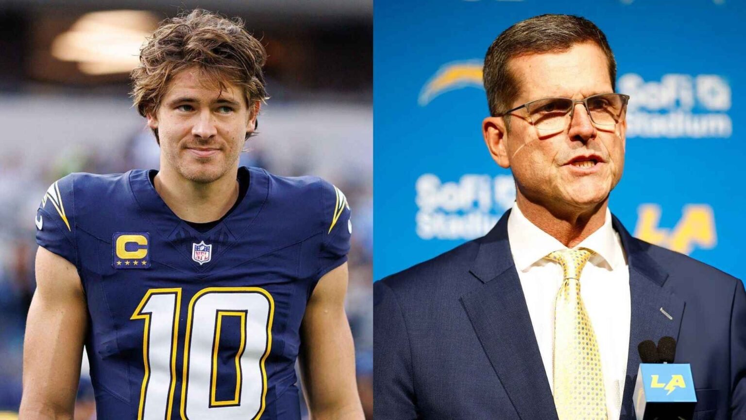 Justin Herbert and Jim Harbaugh