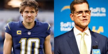 Justin Herbert and Jim Harbaugh