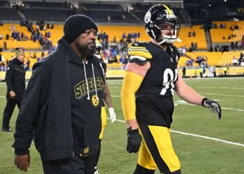 Head coach Mike Tomlin and T.J. Watt