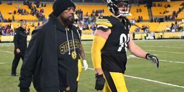 Head coach Mike Tomlin and T.J. Watt
