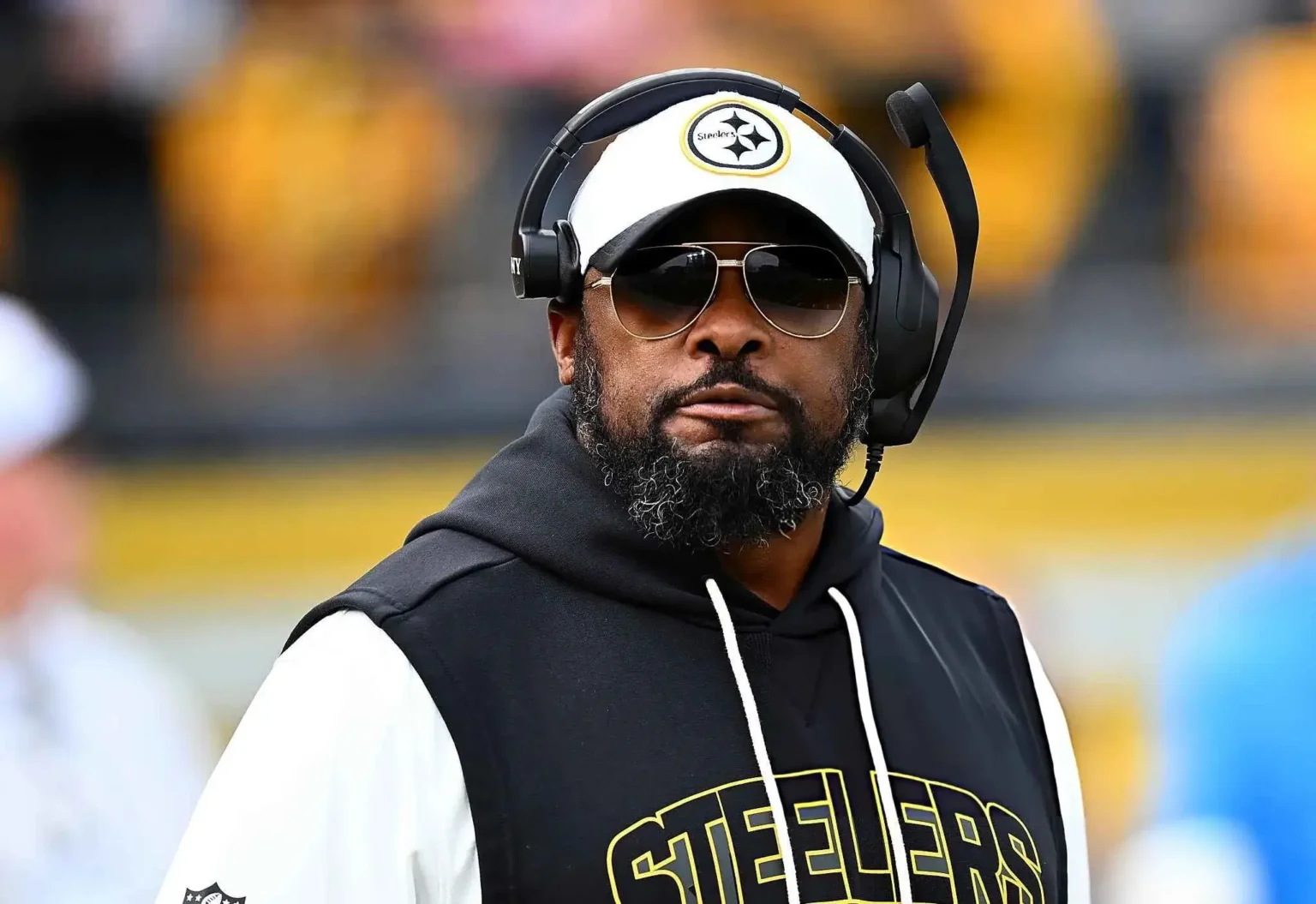 Mike Tomlin of the Pittsburgh Steelers looks on during the game against the Indianapolis Colts